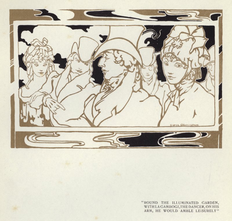 Illustrasjon for The Happy Hypocrite av Max Beerbohm (farge litho) av George Sheringham