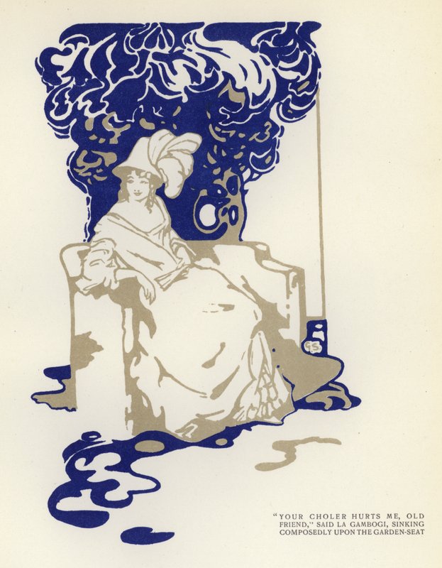 Illustrasjon for The Happy Hypocrite av Max Beerbohm (farge litho) av George Sheringham