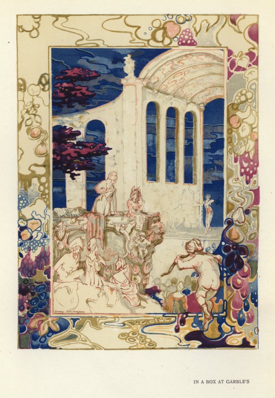 Illustrasjon for The Happy Hypocrite av Max Beerbohm (farge litho) av George Sheringham