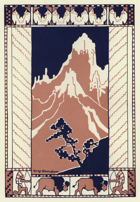 Den natten da hele landsbyen sov, gikk gutten til foten av fjellet (farge litho) av George Sheringham