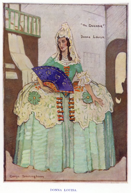 The Duenna av Sheridan: Donna Louisa (farge litho) av George Sheringham