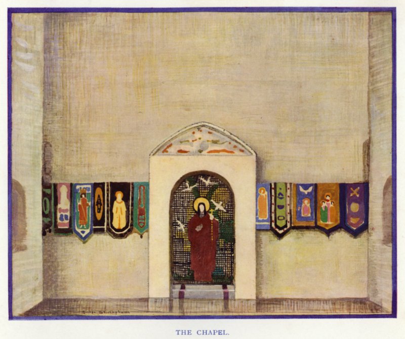 The Duenna av Sheridan: The Chapel (farge litho) av George Sheringham