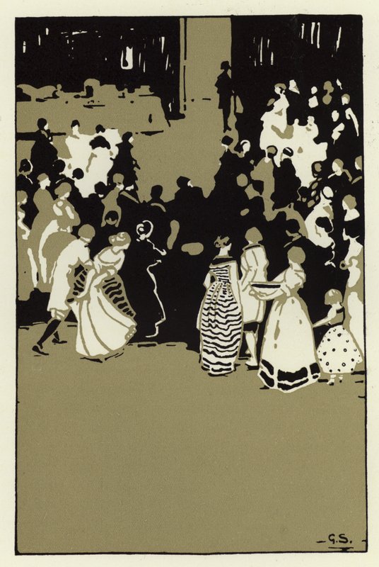 Natten var alltid en med stor lystighet og fest (color litho) av George Sheringham