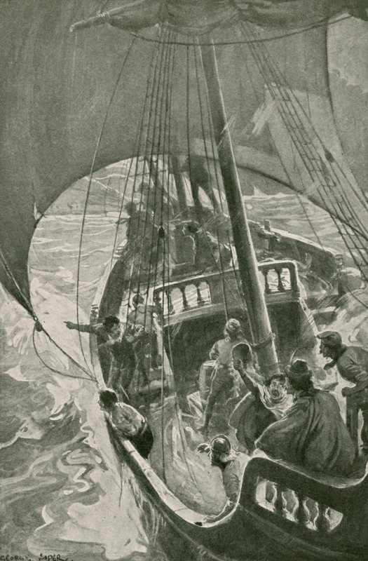 Bartolomeu Diaz runder det sørligste punktet i Afrika (litho) av George Soper