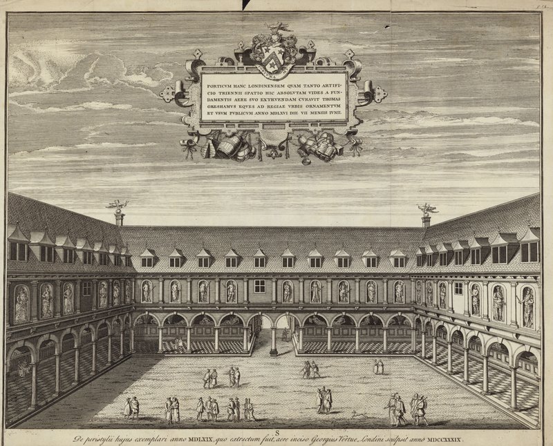 Quadrangle på innsiden av Royal Exchange av George Vertue