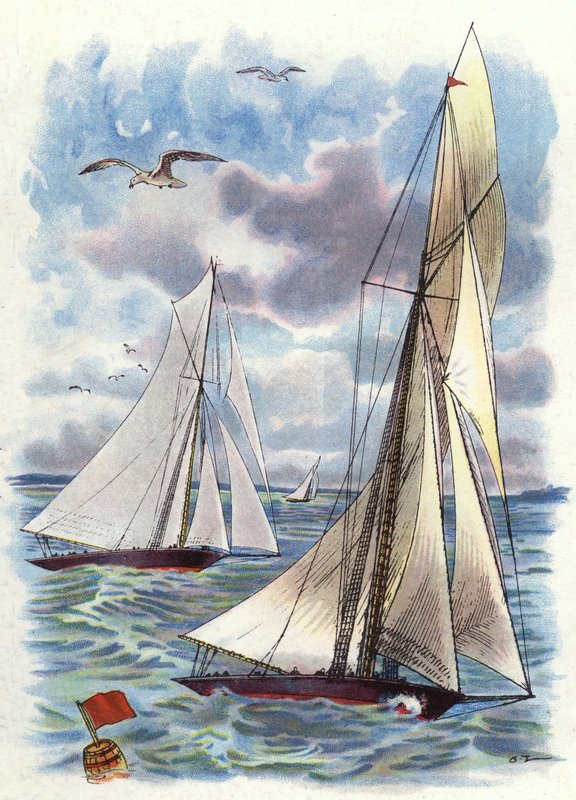 A Yacht Race (farge litho) av George Washington Lambert