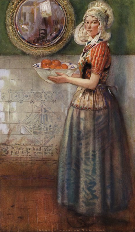 The Bowl of Appelsin (farge litho) av George Wharton Edwards