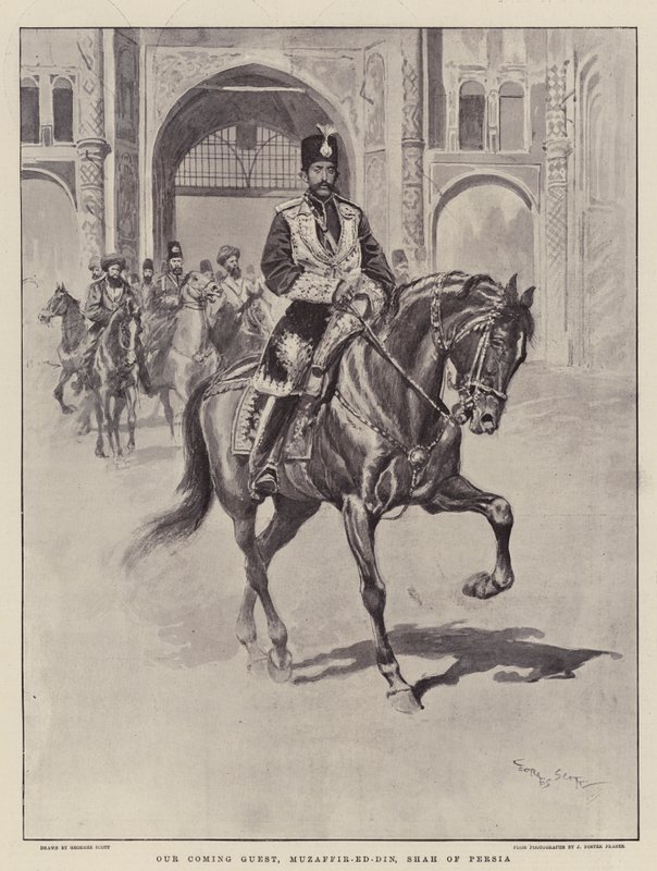 Vår kommende gjest, Muzaffir-ed-Din, Shah av Persia av Georges Bertin Scott