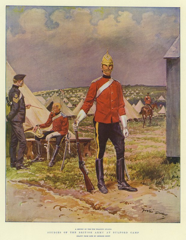 Studier av den britiske hæren ved Bulford Camp av Georges Bertin Scott