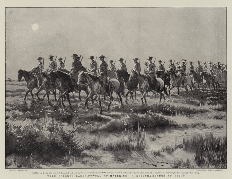 Med oberst Baden-Powell på Mafeking, a Reconnaissance at Night av Georges Bertin Scott