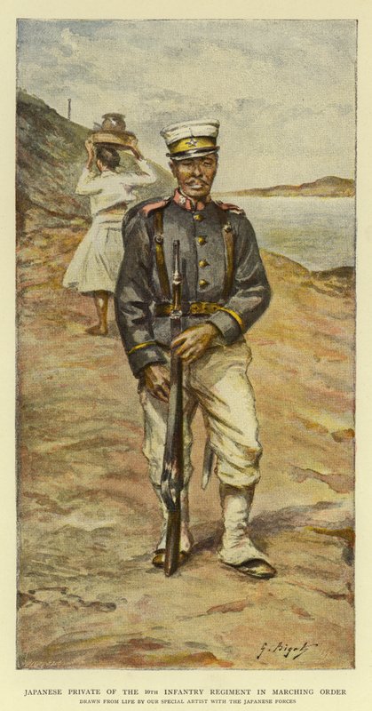 Japansk menig fra 10. infanteriregiment i marsjerende orden av Georges Ferdinand Bigot