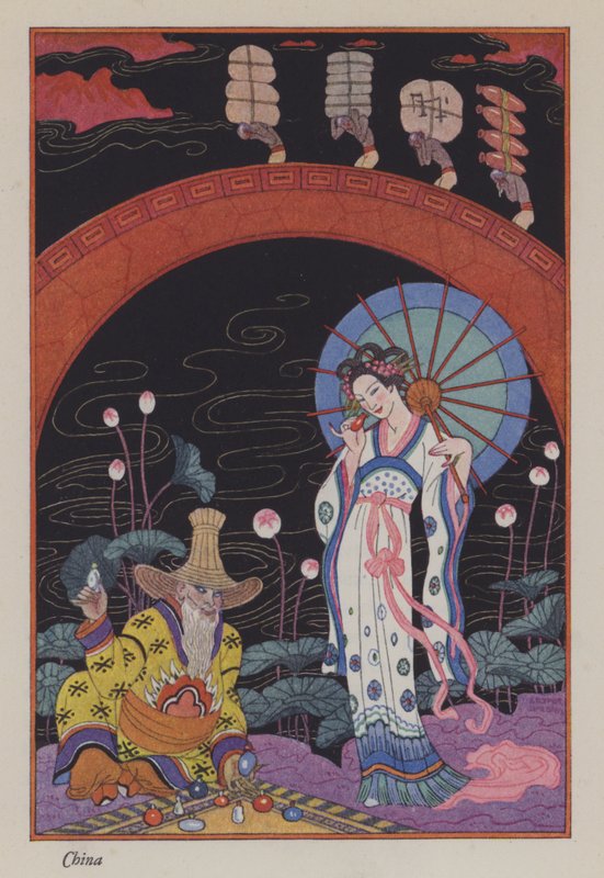 The Romance of Parfum: Kina (litho-farge) av Georges (after) Barbier