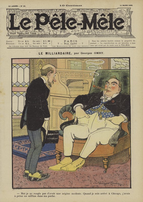 Milliardæren. Illustrasjon for Le Pele-Mele, 1906 av Georges Antonin Henri Mory