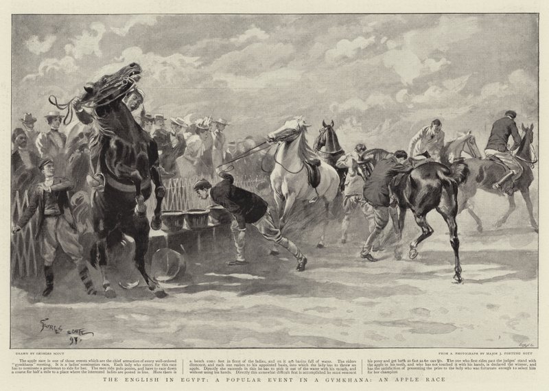 Engelskmennene i Egypt, et populært arrangement i en Gymkhana, et epleløp av Georges Bertin Scott