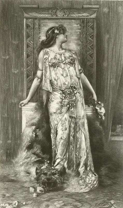 Sarah Bernhardt som Cleopatra (gravyr) av Georges Clairin