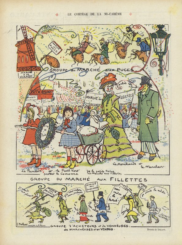 Midt-faste-prosesjonen. Illustrasjon for Le Rire av Georges Delaw