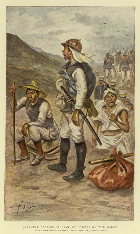 Japanske kulier eller leirfølgere i mars av Georges Ferdinand Bigot