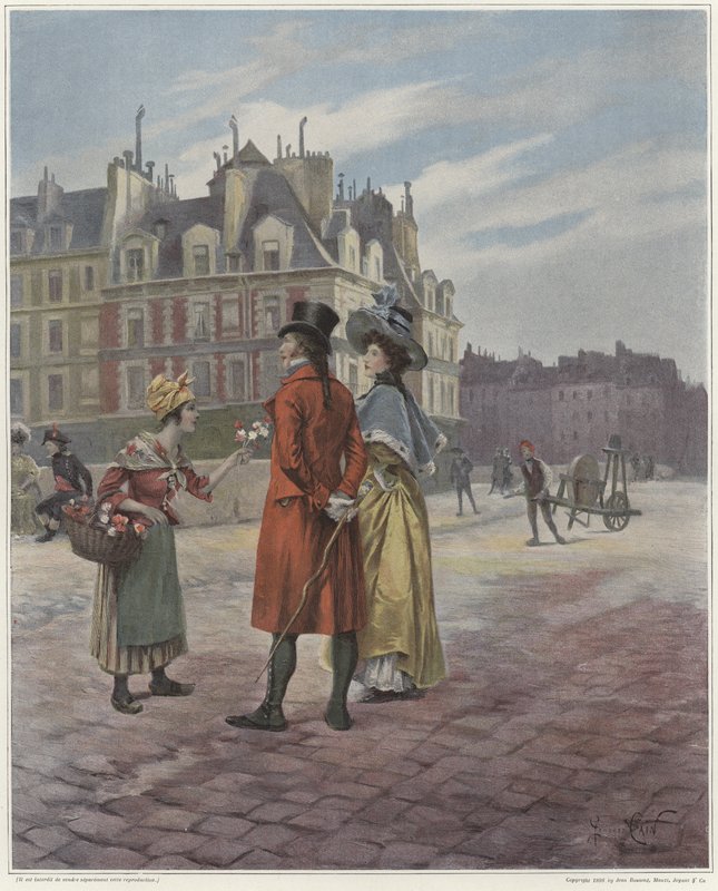 Blomsterselger i Pont-Neuf av Georges Jules Auguste Cain