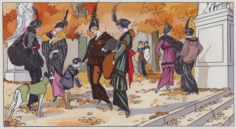 Damemote fra 1910-tallet (farge litho) av Georges Leonnec