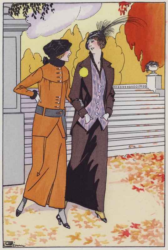 Damemote fra 1920-tallet av designeren Augusta Bernard (farge litho) av Georges Leonnec