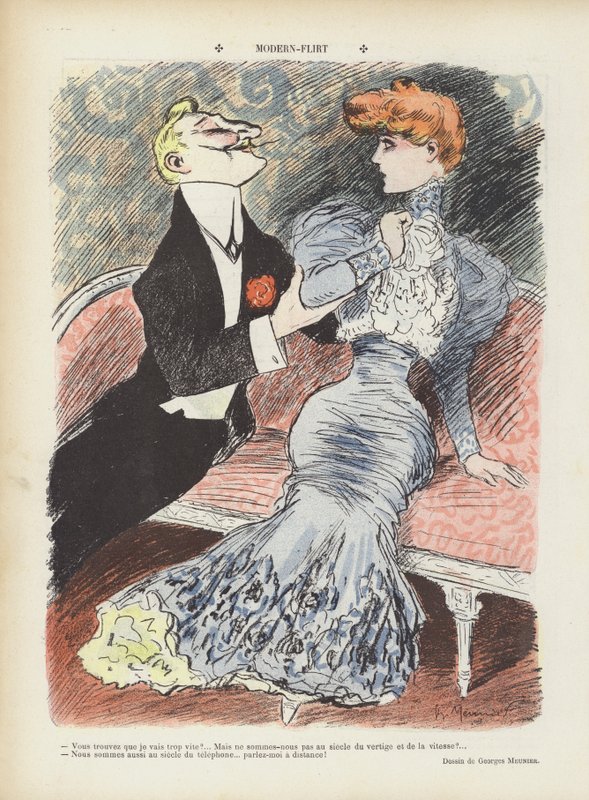 Moderne flørting. Illustrasjon for Le Rire av Georges Meunier