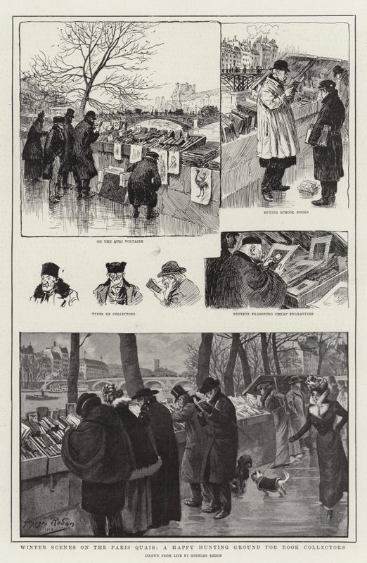 Vinterscener på Paris Quais, et lykkelig jaktområde for boksamlere av Georges Redon