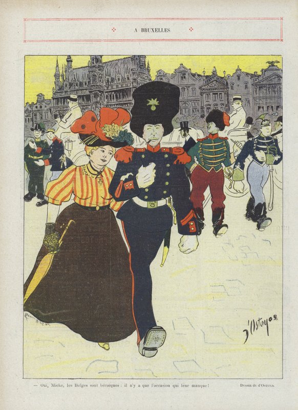 I Brussel. Illustrasjon for Le Rire av Georges d 1878 1937 Ostoya