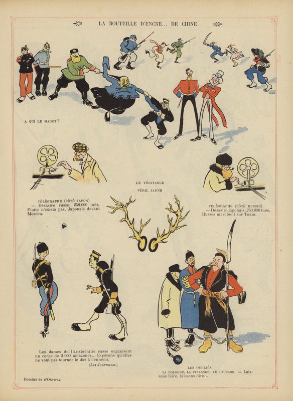Satire over den russisk-japanske krigen. Illustrasjon for Le Rire av Georges d 1878 1937 Ostoya