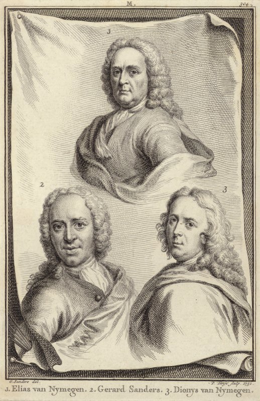 Portretter av Elias van Nijmegen, Gerard Sanders og Dionys van Nijmegen av Gerard Sanders