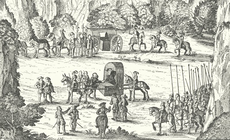 Frigjøring av John Frederick I, kurfyrst av Sachsen, fra fangenskap i hendene på den hellige romerske keiser Charles V i Linz, Østerrike, 1552 av German School