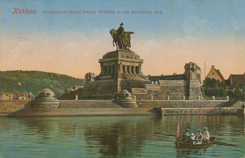 Monument til Kaiser Wilhelm I, Koblenz. Postkort sendt i 1913. av German Photographer