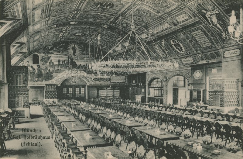 München, Hofbrauhaus. Postkort sendt 11. mars 1913. av German Photographer