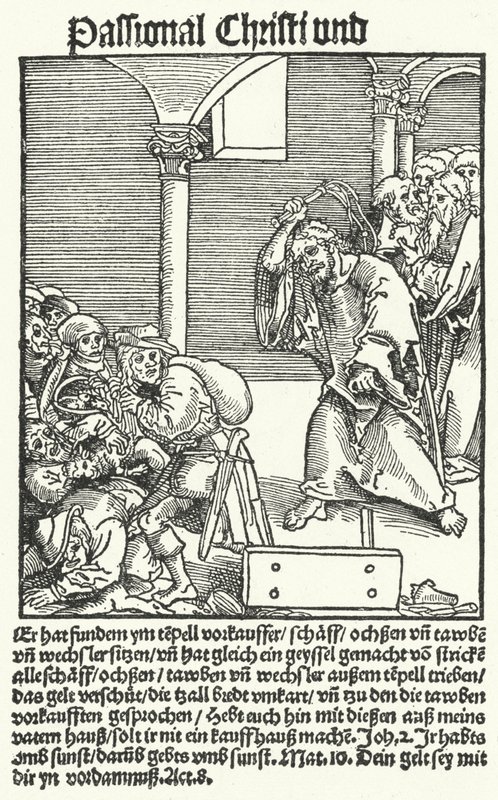 En side fra Luthers anti-pamflett, Passional Christi und Antichrist av German School