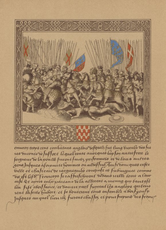 En side fra et fransk manuskript fra 1500-tallet som viser en scene fra Froissarts Chronicles av German School