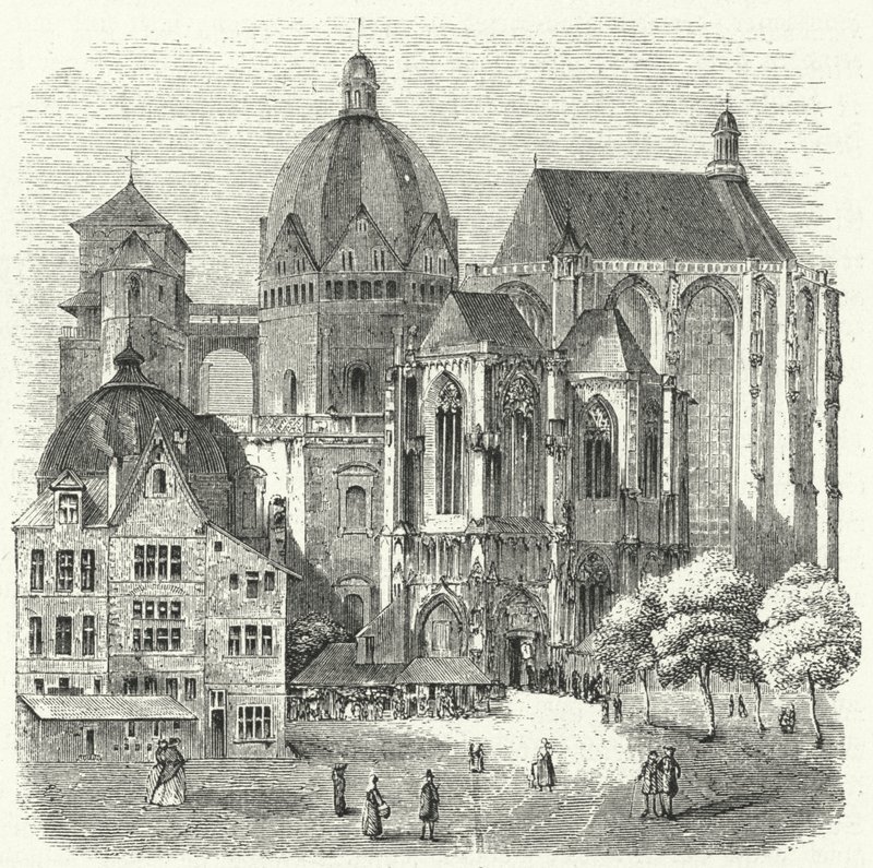 Aachen katedral (gravering) av German School
