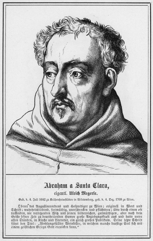 Abraham a Santa Clara, ekte navn Ulrich Megerle (gravering) av German School