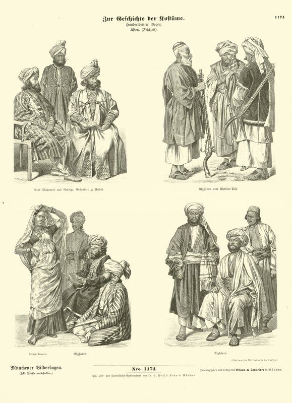Afghanske kostymer, 1800-tallet av German School