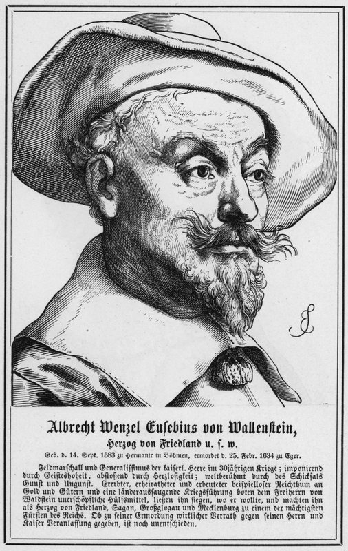 Albrecht Wenzel Eusebius von Wallenstein, hertug av Friedland etc (gravering) av German School