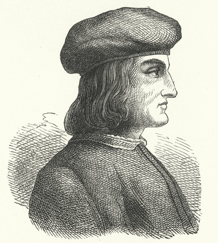 Aldus Manutius , venetiansk humanist, lærd, trykker og utgiver (gravering) av German School
