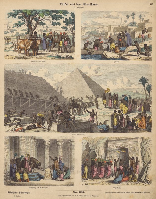 Det gamle Egypt (farget gravering) av German School