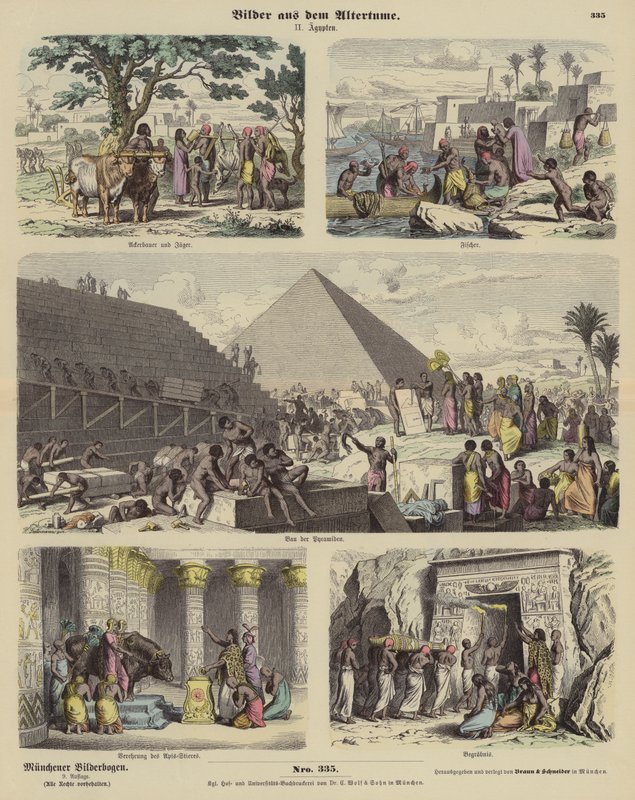 Det gamle Egypt (farget gravering) av German School