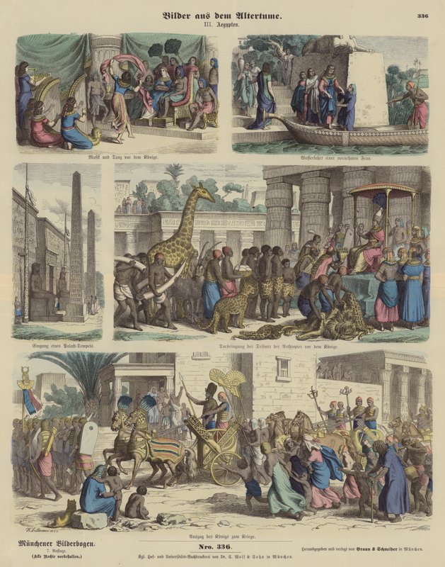 Det gamle Egypt (farget gravering) av German School