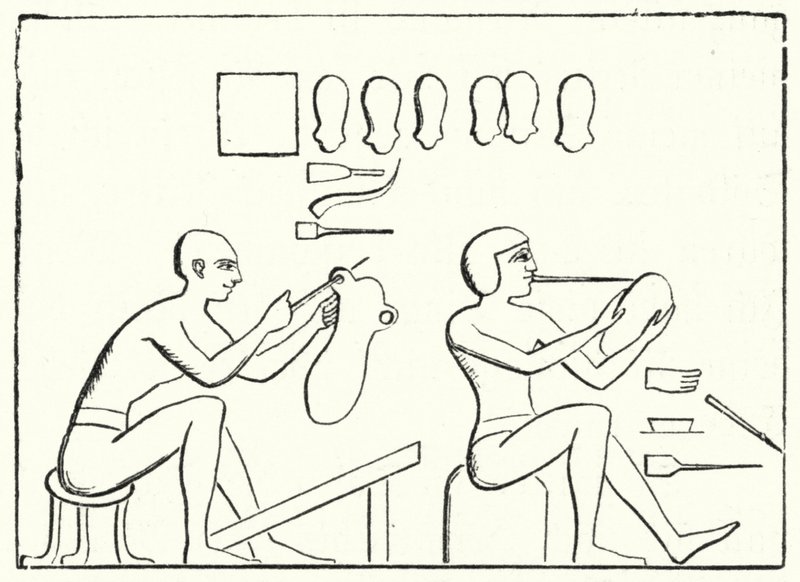 Gamle egyptiske skomakere (gravering) av German School