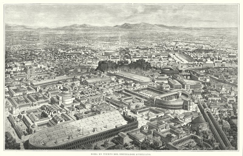Det gamle Roma på keiser Marcus Aurelius tid av German School