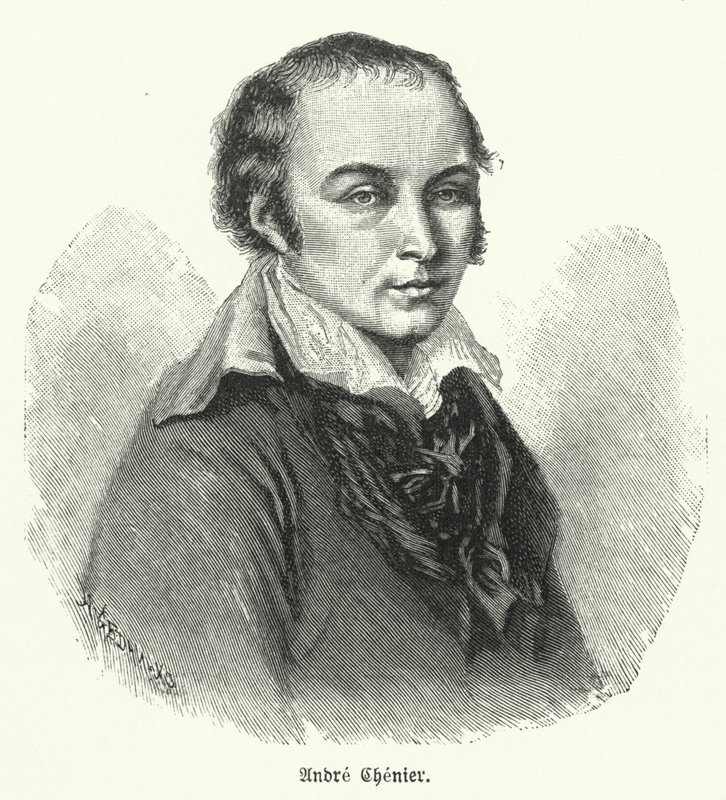 Andre Chenier , fransk poet (litho) av German School