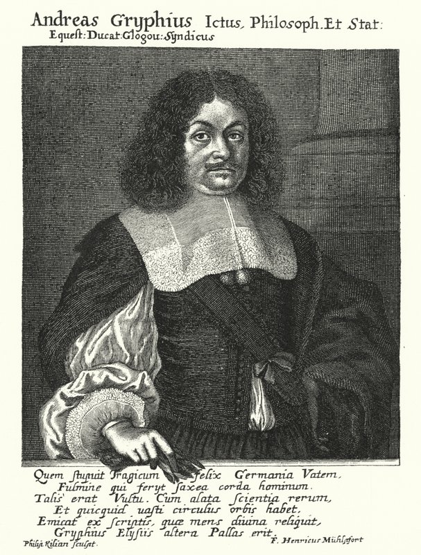 Andreas Gryphius , tysk poet og dramatiker (gravering) av German School