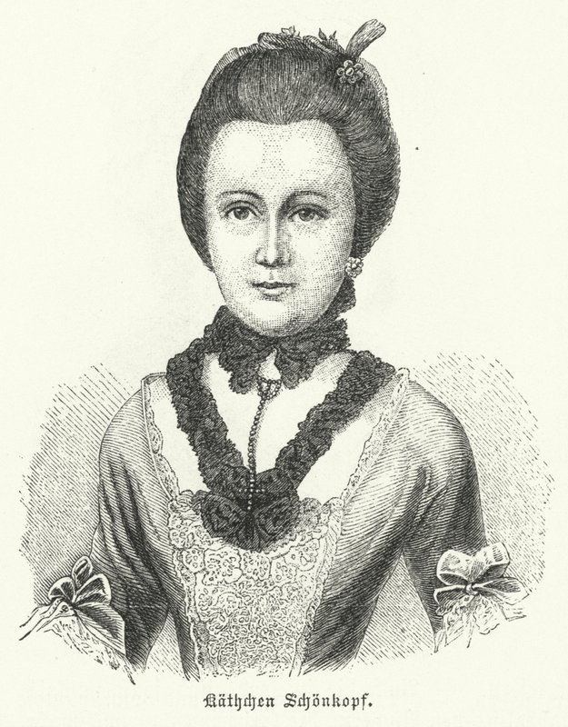 Anna Katharina Schoenkopf (1746-1810), inspirasjon for den tyske forfatteren Johann Wolfgang Goethes kjærlighetsdikt Anttenlieder av German School
