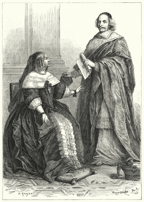 Anne av Østerrike, regent av Louis XIV av Frankrike, og kardinal Mazarin, Frankrikes sjefsminister av German School
