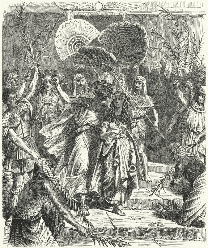 Antony og Cleopatra som Osiris og Isis (gravering) av German School