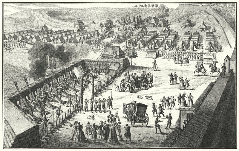 Artilleriskuddøvelse, Nürnberg, 1733 (gravering) av German School
